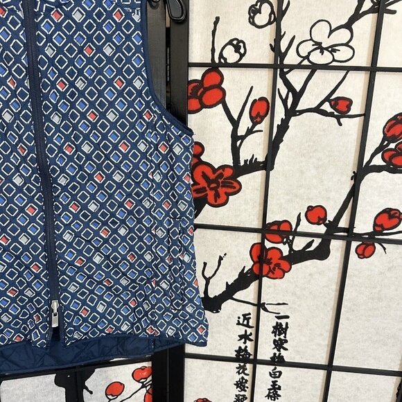 Peter Millar Womens Vest Blue Reversible Puffer Quilted Golf Size S Pockets - Picture 5 of 9